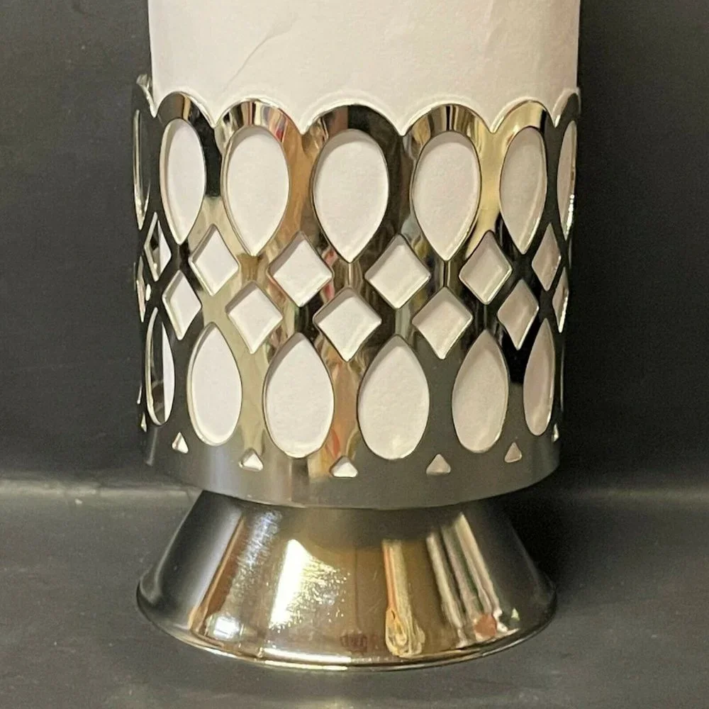 Bath & Body Works SLATKIN Chrome SCROLL PEDESTAL 4 oz CANDLE HOLDER